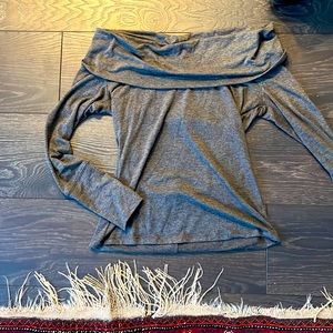 Grey long sleeve open shoulder top